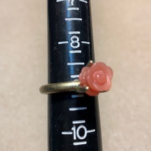 Vintage carved resin faux coral adjustable ring